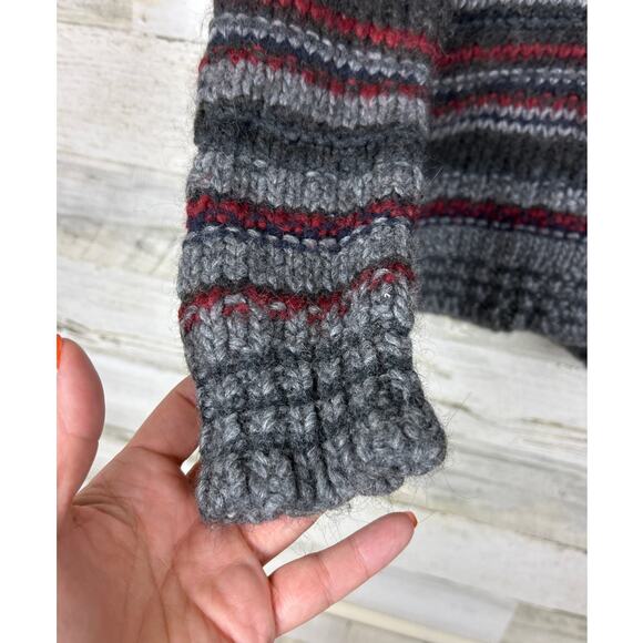 Madewell Women’s L Gray Red Wool Blend Knit Stripe Crew Neck Sweater - Picture 5 of 5